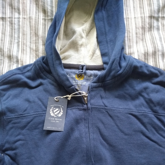 Club room 100% cotton sweater with hoodie - Picture 2 of 3